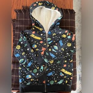 Hanna Anderson Boy size 8 Print Faux Shearling Lined Hoodie